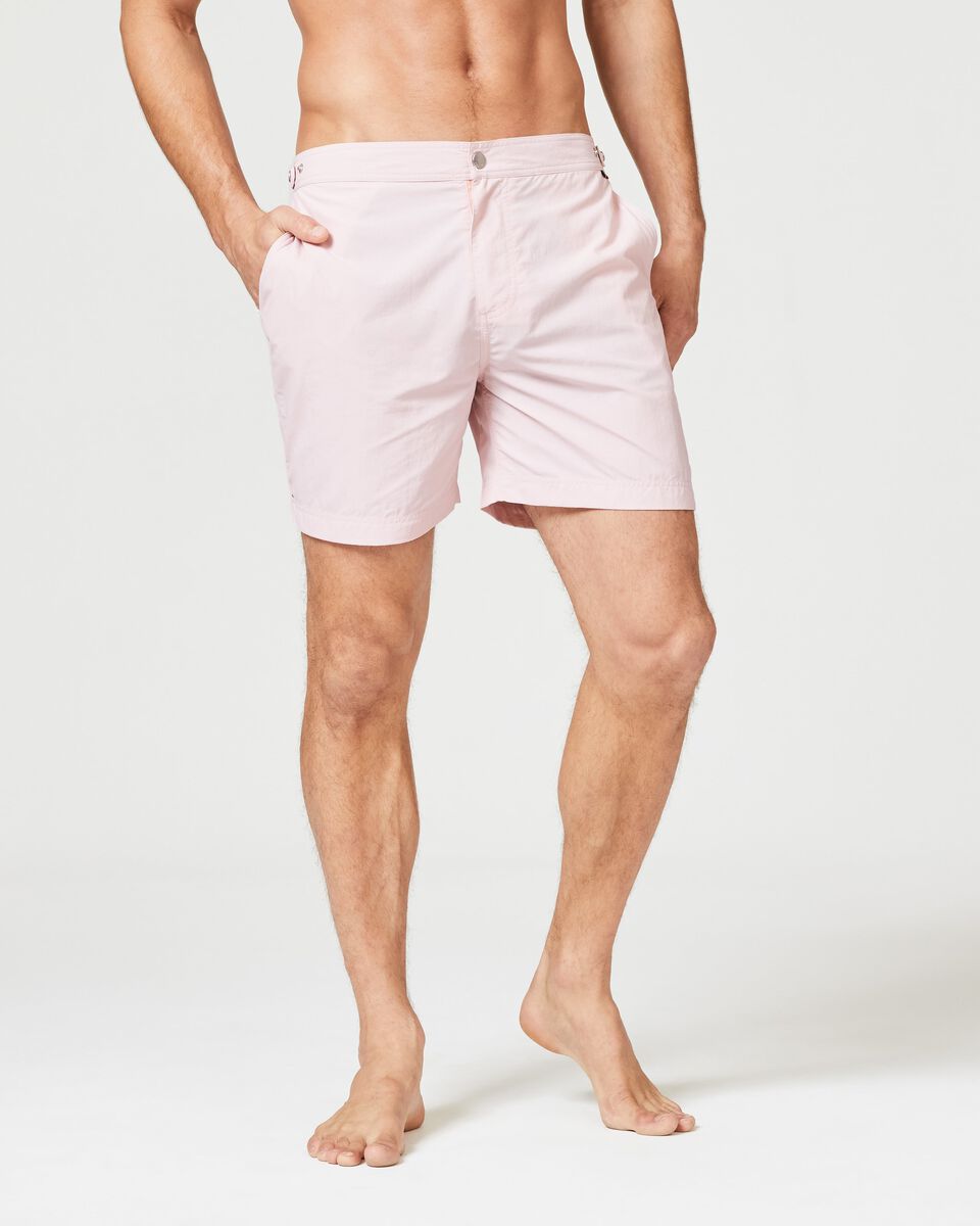 Pink Slim Stretch Mens Swim Short